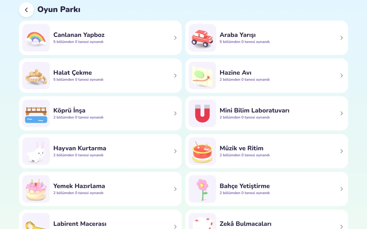 Öğrenimo’da yaşa uygun öğrenme oyunları