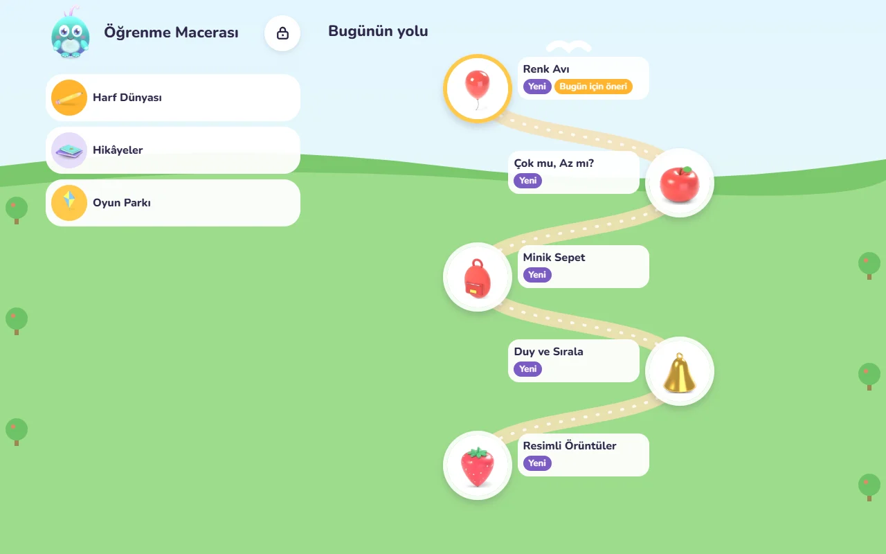 Öğrenimo öğrenme dünyası ve Buddy maskotu